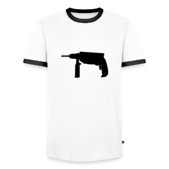 drill - Men's Ringer Shirt - white/black - Front - AI Model Female 172 light (172cm) & AI Model Male 178 dark (178cm)