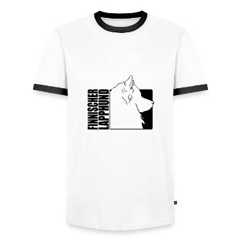 Finnischer Lapphund Profil Hunde Hund Wilsigns - Männer Kontrast-T-Shirt - Weiß/Schwarz - Vorne - AI Model Female 172 light (172cm) & AI Model Male 178 dark (178cm)