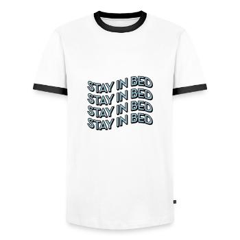 Stay in bed - Men's Ringer Shirt - white/black - Front - AI Model Female 172 light (172cm) & AI Model Male 178 dark (178cm)
