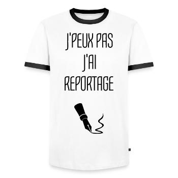 Journalist Journalism Journalismus Journaliste - Men's Ringer Shirt - white/black - Front - AI Model Female 172 light (172cm) & AI Model Male 178 dark (178cm)