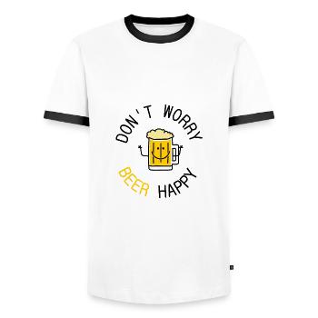 dont worry beer happy - Männer Kontrast-T-Shirt - Weiß/Schwarz - Vorne - AI Model Female 172 light (172cm) & AI Model Male 178 dark (178cm)