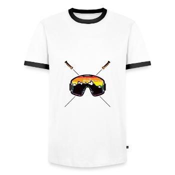 Ski Fahrer Skibrille Snowboarder Berge Ski Fahren - Männer Kontrast-T-Shirt - Weiß/Schwarz - Vorne - AI Model Female 172 light (172cm) & AI Model Male 178 dark (178cm)