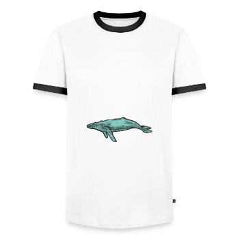 Wal Wale Meer Fisch Wasser Meerestier Pottwal - Männer Kontrast-T-Shirt - Weiß/Schwarz - Vorne - AI Model Female 172 light (172cm) & AI Model Male 178 dark (178cm)