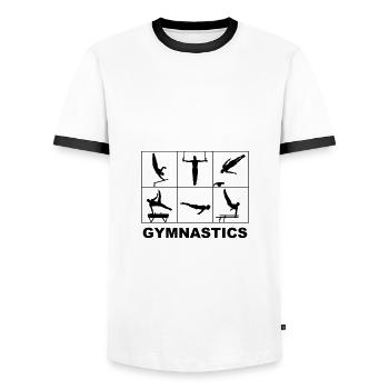 Gymnastics, Gymnastics Men - Men's Ringer Shirt - white/black - Front - AI Model Female 172 light (172cm) & AI Model Male 178 dark (178cm)