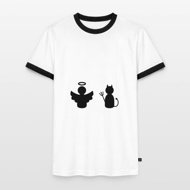 ★ Couleurs de conception modifiables ★ Anges et démons T-shirt contrasté Homme