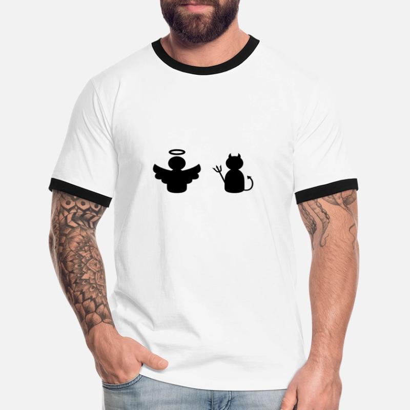 ★ Couleurs de conception modifiables ★ Anges et démons T-shirt contrasté Homme