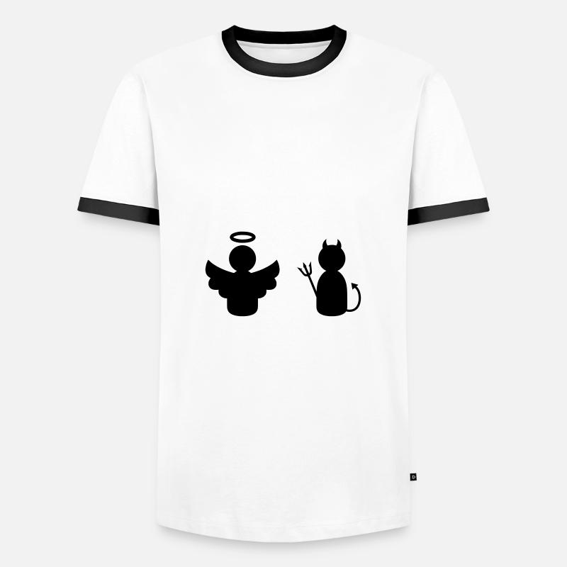 ★ Couleurs de conception modifiables ★ Anges et démons - T-shirt contrasté Homme - blanc/noir