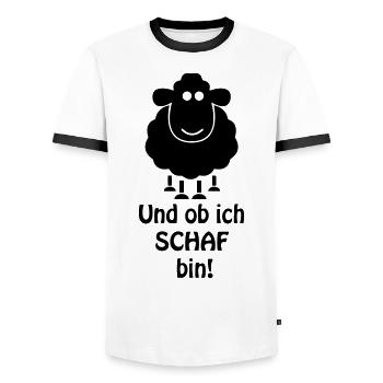 Und ob ich SCHAF bin! - Männer Kontrast-T-Shirt - Weiß/Schwarz - Vorne - AI Model Female 172 light (172cm) & AI Model Male 178 dark (178cm)