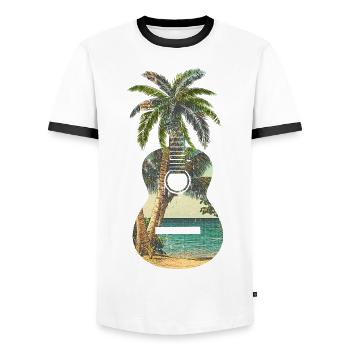 Gitarrengeschenk Gitarrist Musiker Palm trees - Männer Kontrast-T-Shirt - Weiß/Schwarz - Vorne - AI Model Female 172 light (172cm) & AI Model Male 178 dark (178cm)