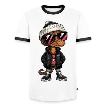 Serpent Cobra Bande dessinée cool - T-shirt contrasté Homme - blanc/noir - Devant - AI Model Female 172 light (172cm) & AI Model Male 178 dark (178cm)