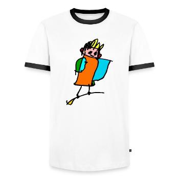 petite sorcière sur le balai - T-shirt contrasté Homme - blanc/noir - Devant - AI Model Female 172 light (172cm) & AI Model Male 178 dark (178cm)
