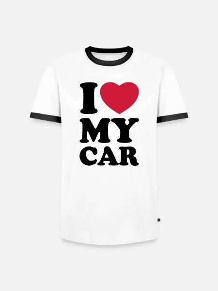 I love my car - Men's Ringer Shirt - white/black