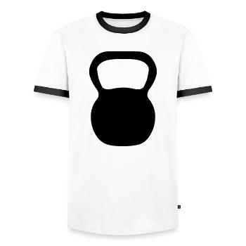Kettle Bell - Men's Ringer Shirt - white/black - Front - AI Model Female 172 light (172cm) & AI Model Male 178 dark (178cm)