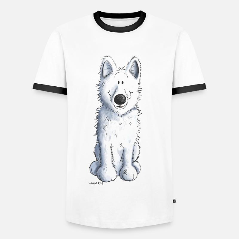 Schweizer Schäferhund - Männer Kontrast-T-Shirt - Weiß/Schwarz