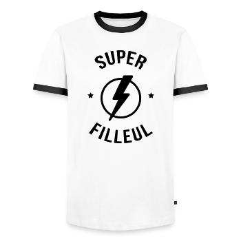 Patin / Pate / Patentochter / Patensohn - Männer Kontrast-T-Shirt - Weiß/Schwarz - Vorne - AI Model Female 172 light (172cm) & AI Model Male 178 dark (178cm)