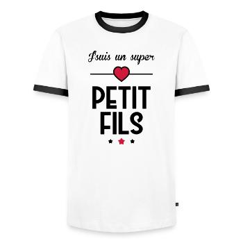 Sohn / Tochter / Familie / Mädchen - Männer Kontrast-T-Shirt - Weiß/Schwarz - Vorne - AI Model Female 172 light (172cm) & AI Model Male 178 dark (178cm)