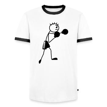 Boxfigur Strichmännchen - Männer Kontrast-T-Shirt - Weiß/Schwarz - Vorne - AI Model Female 172 light (172cm) & AI Model Male 178 dark (178cm)