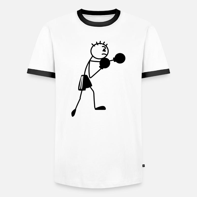 Boxfigur Strichmännchen - Männer Kontrast-T-Shirt - Weiß/Schwarz