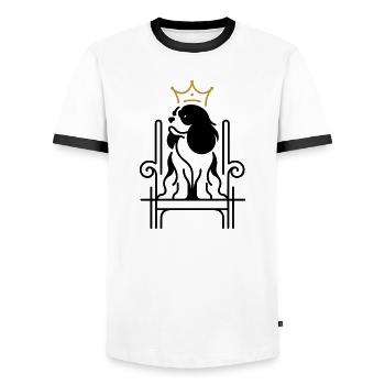 Cavalier King Charles Royal on Throne - Men's Ringer Shirt - white/black - Front - AI Model Female 172 light (172cm) & AI Model Male 178 dark (178cm)