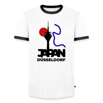 Japan goes Dusseldorf - Men's Ringer Shirt - white/black - Front - AI Model Female 172 light (172cm) & AI Model Male 178 dark (178cm)