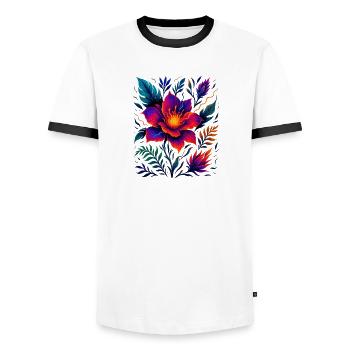 Floraison électrique - T-shirt contrasté Homme - blanc/noir - Devant - AI Model Female 172 light (172cm) & AI Model Male 178 dark (178cm)