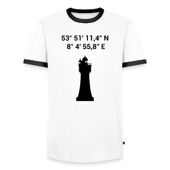 Red Sand Lighthouse - Maritime North Sea Baltic Sea - Men's Ringer Shirt - white/black - Front - AI Model Female 172 light (172cm) & AI Model Male 178 dark (178cm)