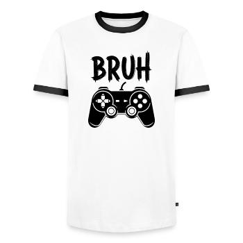 Bruh Gamepad Motif Gamer Gaming Gaming Gamer - Men's Ringer Shirt - white/black - Front - AI Model Female 172 light (172cm) & AI Model Male 178 dark (178cm)