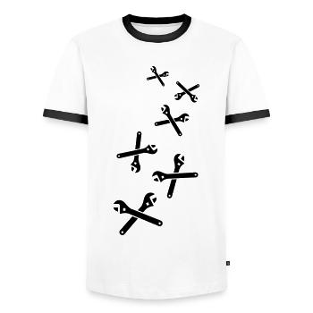 Icône de clé - T-shirt contrasté Homme - blanc/noir - Devant - AI Model Female 172 light (172cm) & AI Model Male 178 dark (178cm)