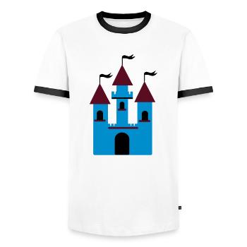 Schloss - Männer Kontrast-T-Shirt - Weiß/Schwarz - Vorne - AI Model Female 172 light (172cm) & AI Model Male 178 dark (178cm)