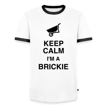 Bricklayer Mason Maurer Maçon Maçonnerie Bricolage - Men's Ringer Shirt - white/black - Front - AI Model Female 172 light (172cm) & AI Model Male 178 dark (178cm)