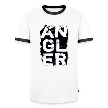 Angler - Männer Kontrast-T-Shirt - Weiß/Schwarz - Vorne - AI Model Female 172 light (172cm) & AI Model Male 178 dark (178cm)