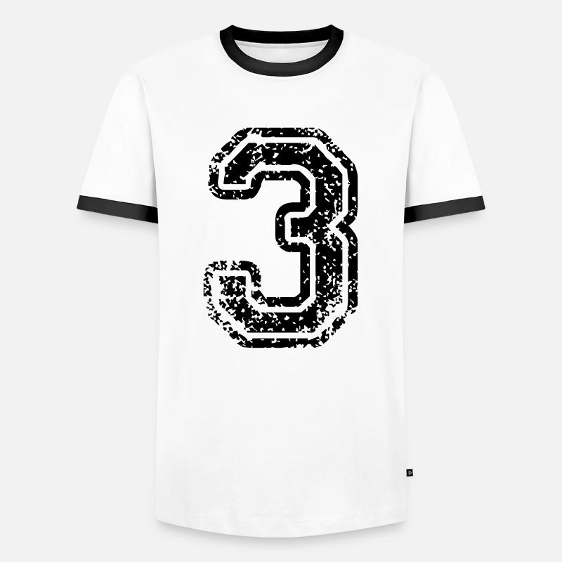 3 - Nummer - Männer Kontrast-T-Shirt - Weiß/Schwarz