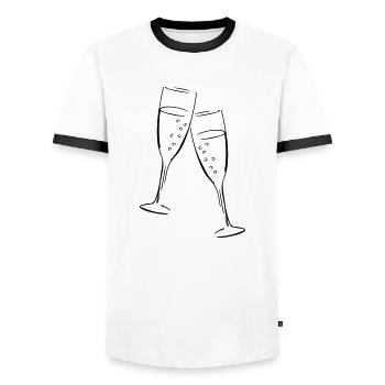 sekt design glasses - Männer Kontrast-T-Shirt - Weiß/Schwarz - Vorne - AI Model Female 172 light (172cm) & AI Model Male 178 dark (178cm)