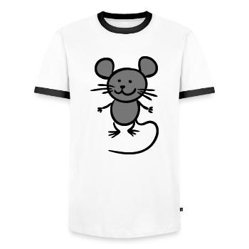 Maus - Männer Kontrast-T-Shirt - Weiß/Schwarz - Vorne - AI Model Female 172 light (172cm) & AI Model Male 178 dark (178cm)