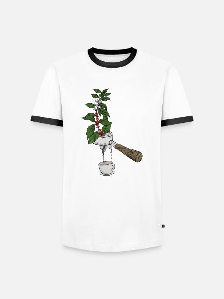 Kaffee-Pflanzen-Sieb Carriers Kaffee-Design - Männer Kontrast-T-Shirt - Weiß/Schwarz