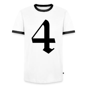 4 - Men's Ringer Shirt - white/black - Front - AI Model Female 172 light (172cm) & AI Model Male 178 dark (178cm)