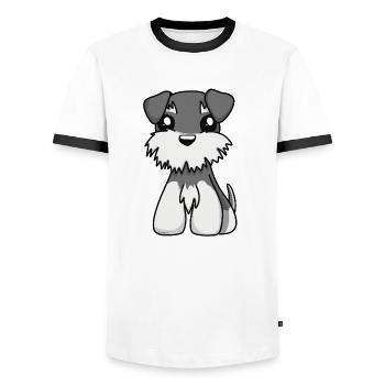 Schnauzer 1 - Männer Kontrast-T-Shirt - Weiß/Schwarz - Vorne - AI Model Female 172 light (172cm) & AI Model Male 178 dark (178cm)