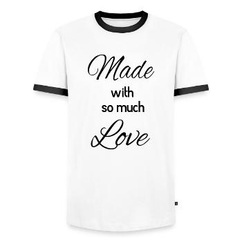 Made with so much Love - Men's Ringer Shirt - white/black - Front - AI Model Female 172 light (172cm) & AI Model Male 178 dark (178cm)
