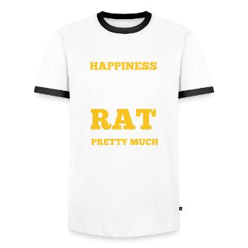 You Cant Buy Happiness But Ratte Nagetier Haustier - Männer Kontrast-T-Shirt - Weiß/Schwarz - Vorne - AI Model Female 172 light (172cm) & AI Model Male 178 dark (178cm)