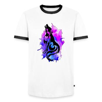 Ink Wolf - Men's Ringer Shirt - white/black - Front - AI Model Female 172 light (172cm) & AI Model Male 178 dark (178cm)