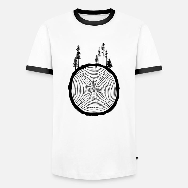 tree stump - Men's Ringer Shirt - white/black