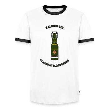 Glasmantelgeschoss V2 - Männer Kontrast-T-Shirt - Weiß/Schwarz - Vorne - AI Model Female 172 light (172cm) & AI Model Male 178 dark (178cm)