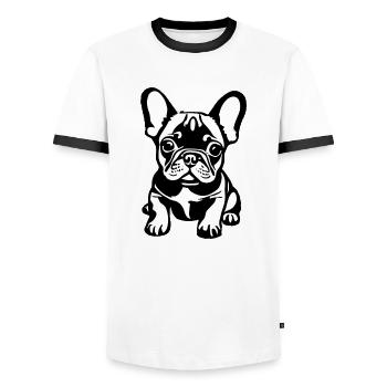 Propriétaires de chiens Bulldog Chiens Propriétaires de chiens - T-shirt contrasté Homme - blanc/noir - Devant - AI Model Female 172 light (172cm) & AI Model Male 178 dark (178cm)