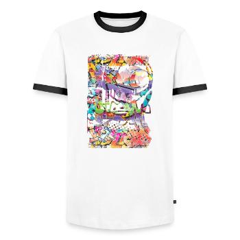Graffiti style Splash hip hop colors painter color - Men's Ringer Shirt - white/black - Front - AI Model Female 172 light (172cm) & AI Model Male 178 dark (178cm)