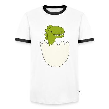 Dino Bébé - T-shirt contrasté Homme - blanc/noir - Devant - AI Model Female 172 light (172cm) & AI Model Male 178 dark (178cm)