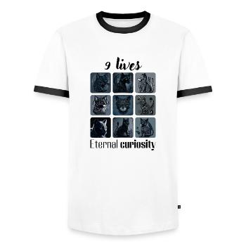 9 Leben - Männer Kontrast-T-Shirt - Weiß/Schwarz - Vorne - AI Model Female 172 light (172cm) & AI Model Male 178 dark (178cm)