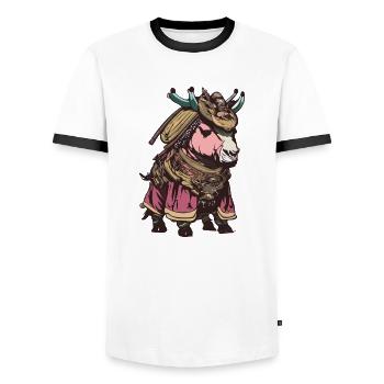 Samurai Pony - Men's Ringer Shirt - white/black - Front - AI Model Female 172 light (172cm) & AI Model Male 178 dark (178cm)
