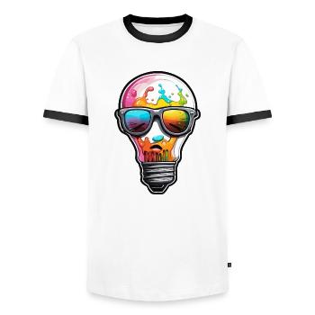 Bulb / Bulb / Brightness / Light - Men's Ringer Shirt - white/black - Front - AI Model Female 172 light (172cm) & AI Model Male 178 dark (178cm)