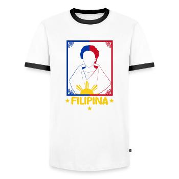 Philippines Filipina Flag Dalagang I Gift - Men's Ringer Shirt - white/black - Front - AI Model Female 172 light (172cm) & AI Model Male 178 dark (178cm)