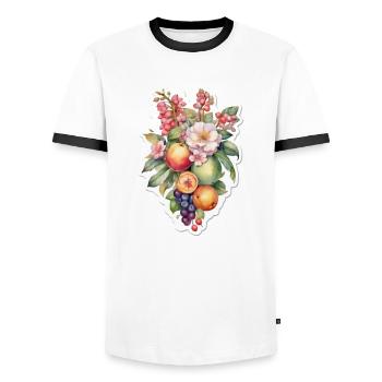 Blumen und Obst - Männer Kontrast-T-Shirt - Weiß/Schwarz - Vorne - AI Model Female 172 light (172cm) & AI Model Male 178 dark (178cm)